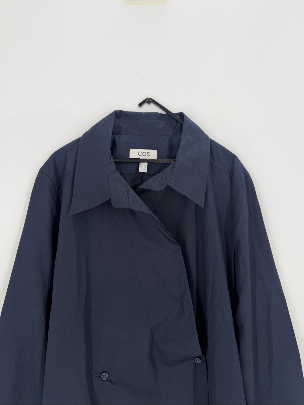 Cos Double Breasted Trench Style Back Tie Midi Shirt Dress In Navy